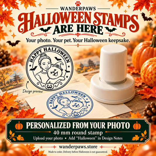 Personalized Pet Portrait Travel Memory Stamp – 40 mm