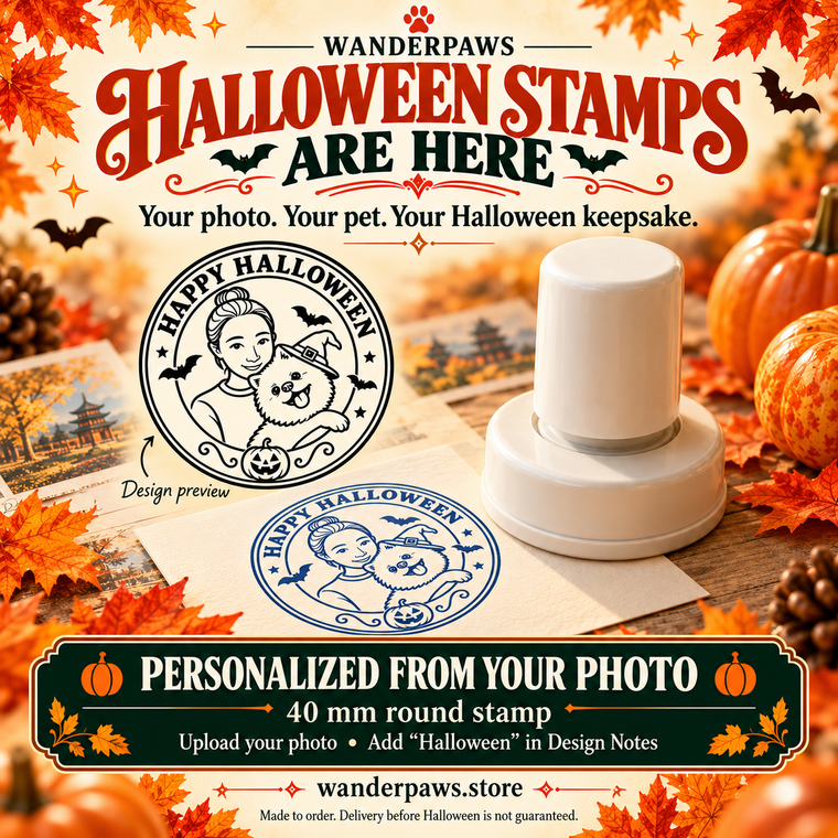 Personalized Pet Portrait Travel Memory Stamp – 40 mm