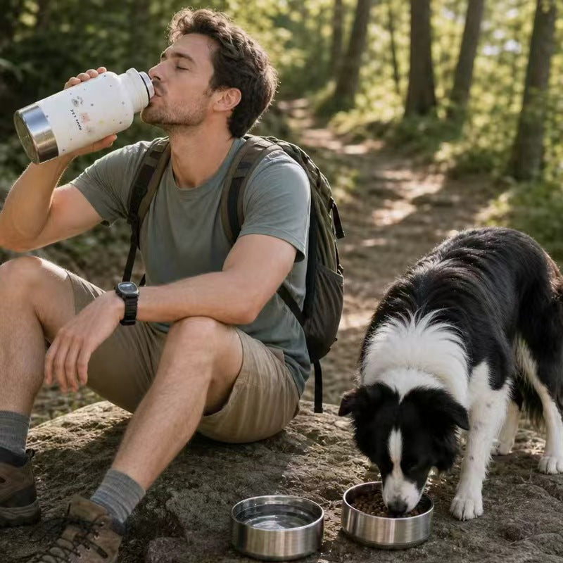 Shared Hydration on the Go: The 2-in-1 Insulated Bottle for You and Your Dog